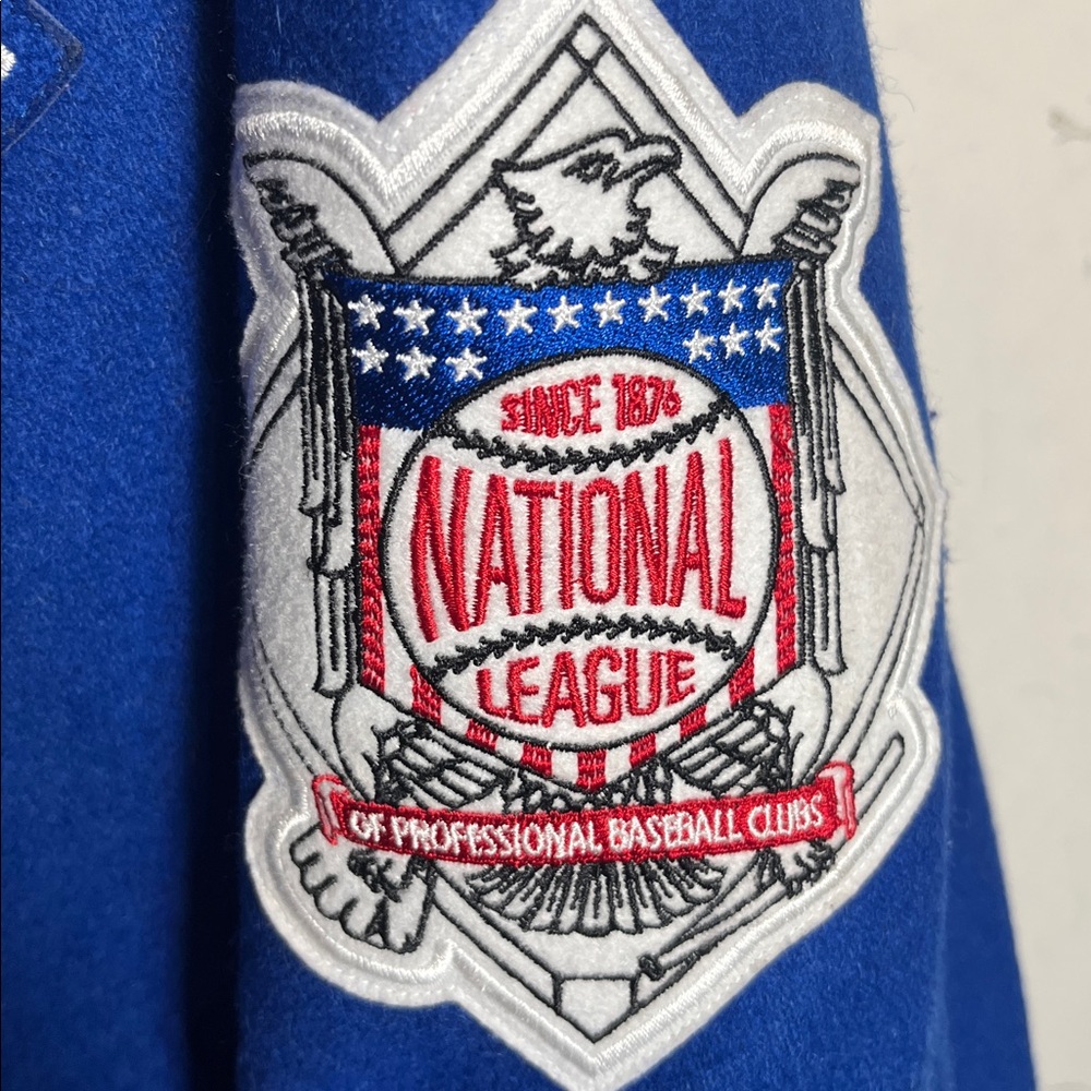 MLB Chicago Cubs JH Design Wool Blend USA Jacket With Embroided Logos Blue - Picture 5 of 14